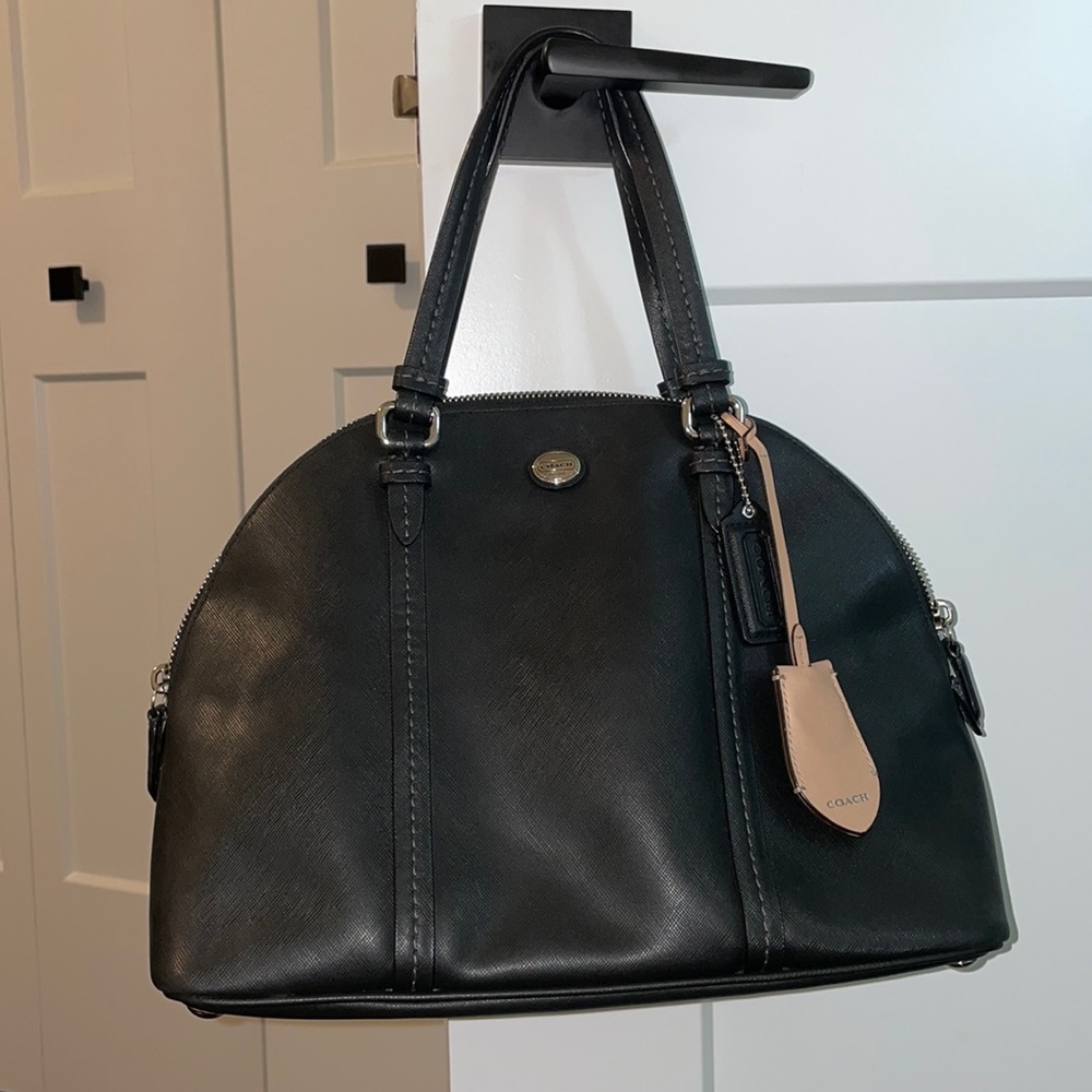 Black Medium Bowler Coach Purse